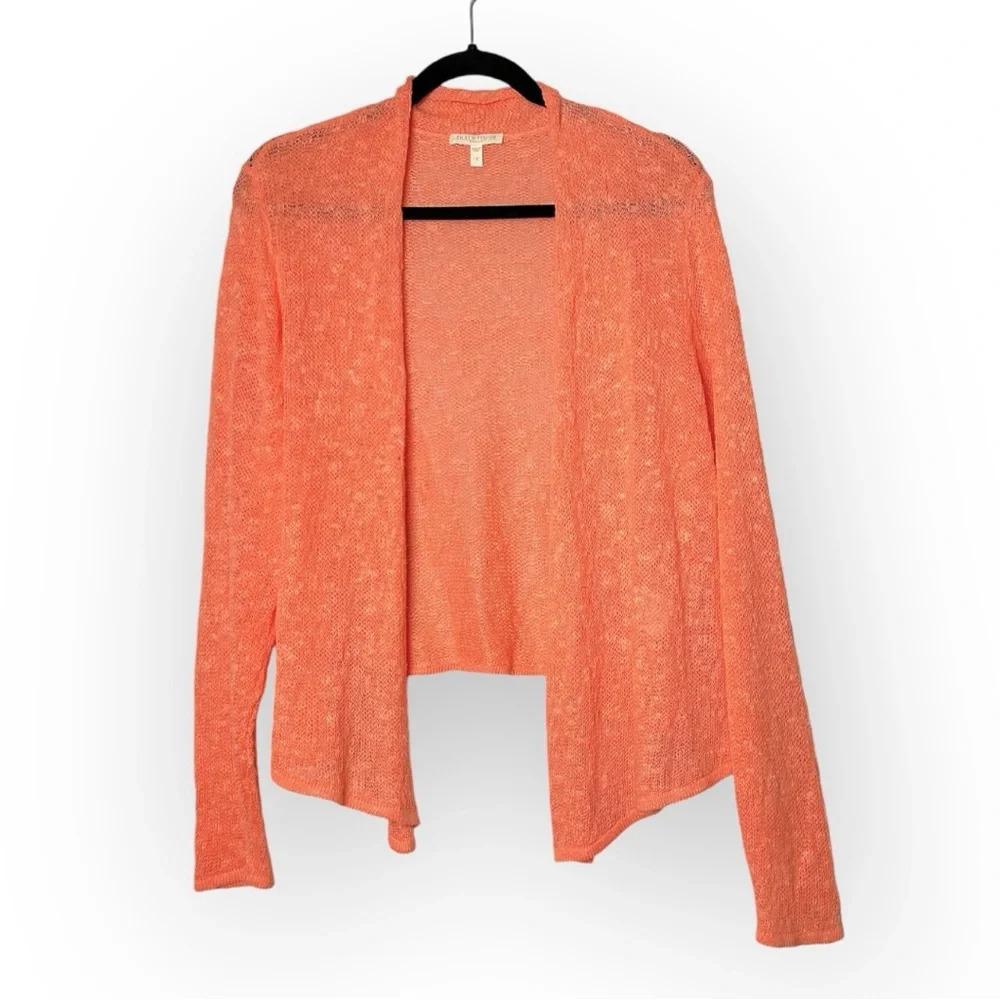 Eileen Fisher Coral Linen Long  Sleeve Cardigan 1X